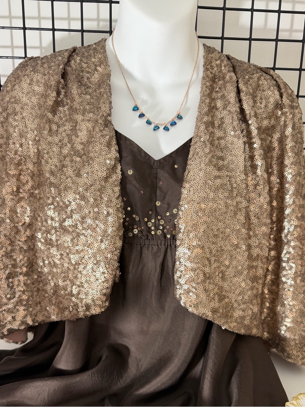 Gold Sequin Cropped Capelet - Picture 5 of 5